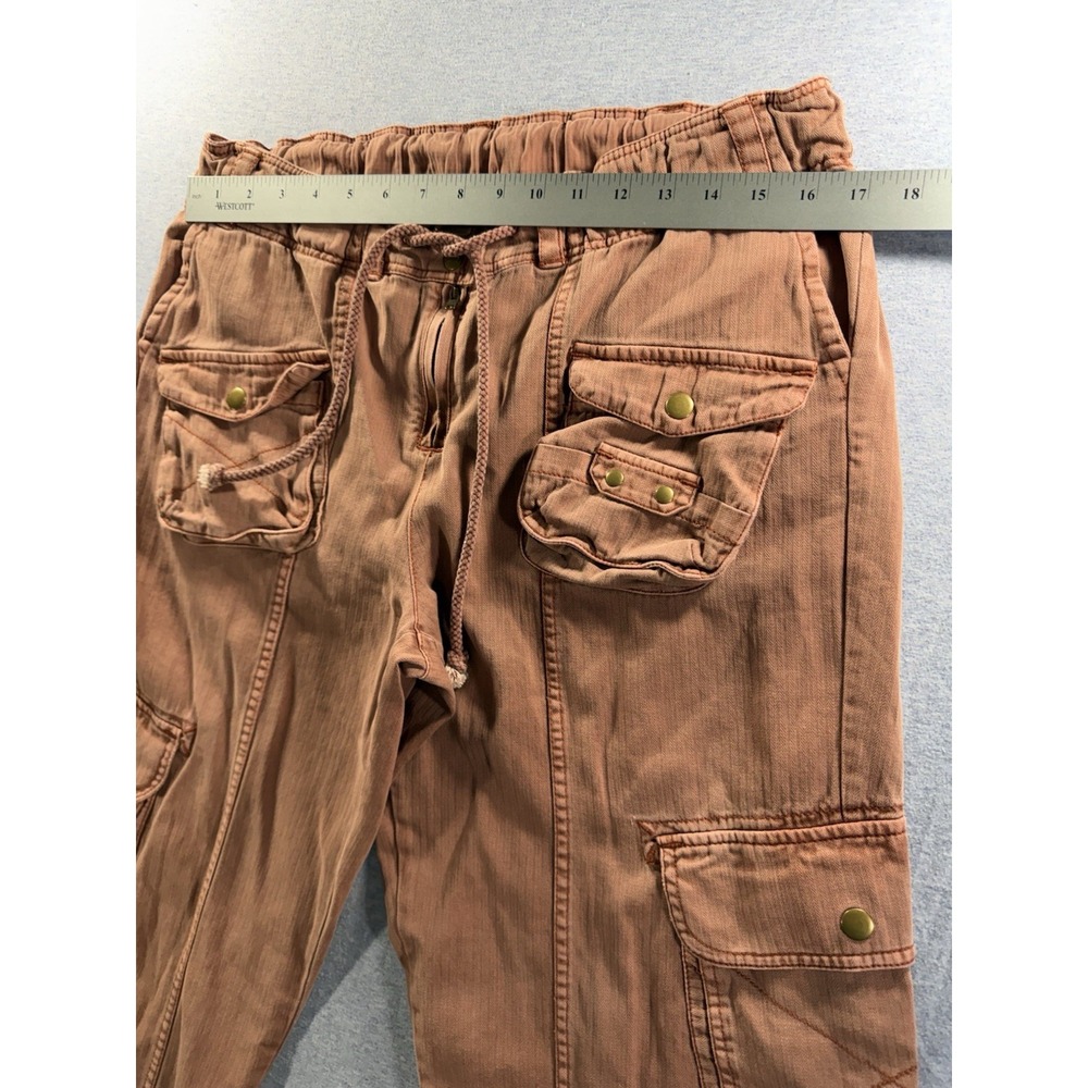 Free People Tahiti Cargo Crop Pants Sz Medium Dusty Rose Utility Cotton Wide Leg - Picture 9 of 13